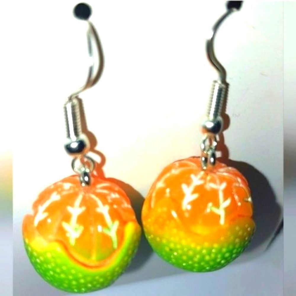 Super cute orange fruit earrings